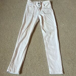 White high-rise, skinny jeans.